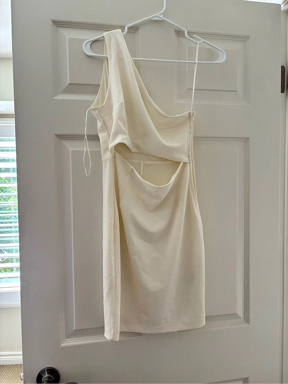 Draped Back Mini Dress in White Like New